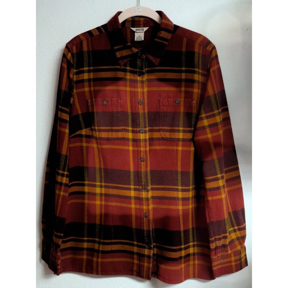 Women's DULUTH Trading Co. Long Sleeve Flannel Button-Up Shirt Medium